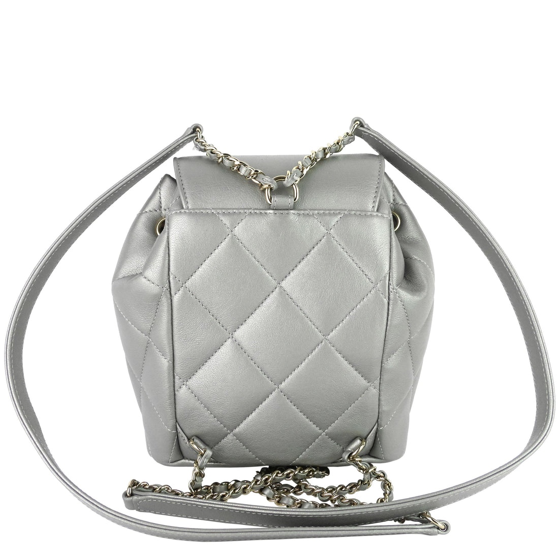 CC Lambskin Leather Chain Flap Backpack