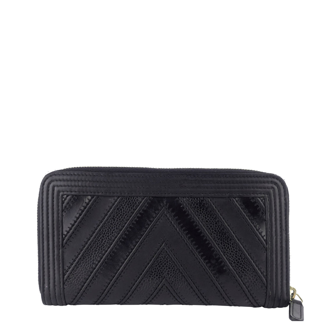 Boy Chevron Mixed Leather Zip Around Wallet
