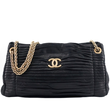 CC Accordion Pleated Lambskin Leather Chain Bag