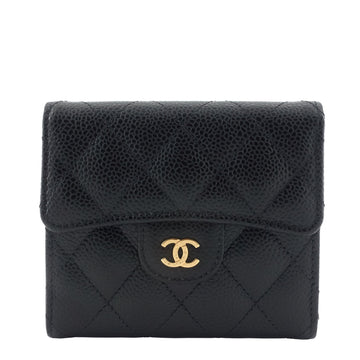 Trifold Caviar Leather Wallet