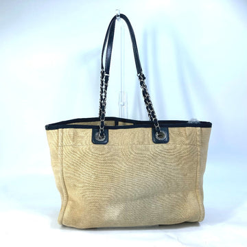 CHANEL Tote Bag Canvas / leather beige Shoulder Bag Shoulder Bag Deauville Women Used