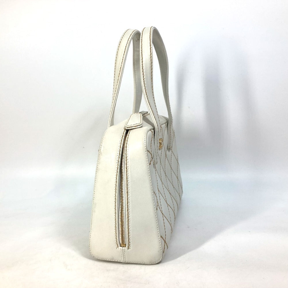 CHANEL Handbag leather white CC COCO Mark Bag Wild stitch Women Used
