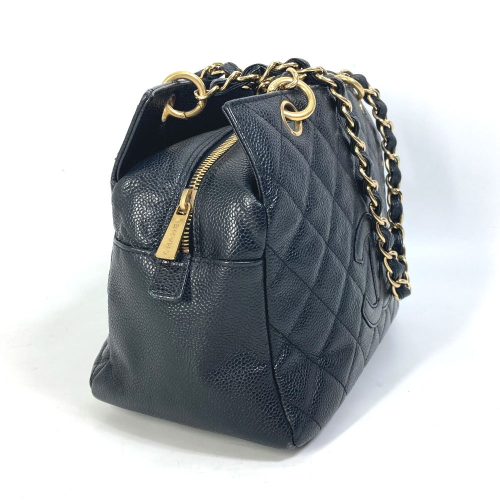 CHANEL Shoulder Bag Caviar skin black CC COCO Mark Matrasse quilting Women Used