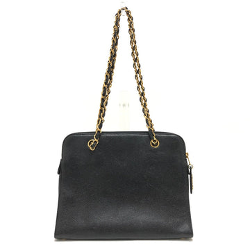 CHANEL Shoulder Bag Caviar skin black vintage COCO Mark CC Women Used