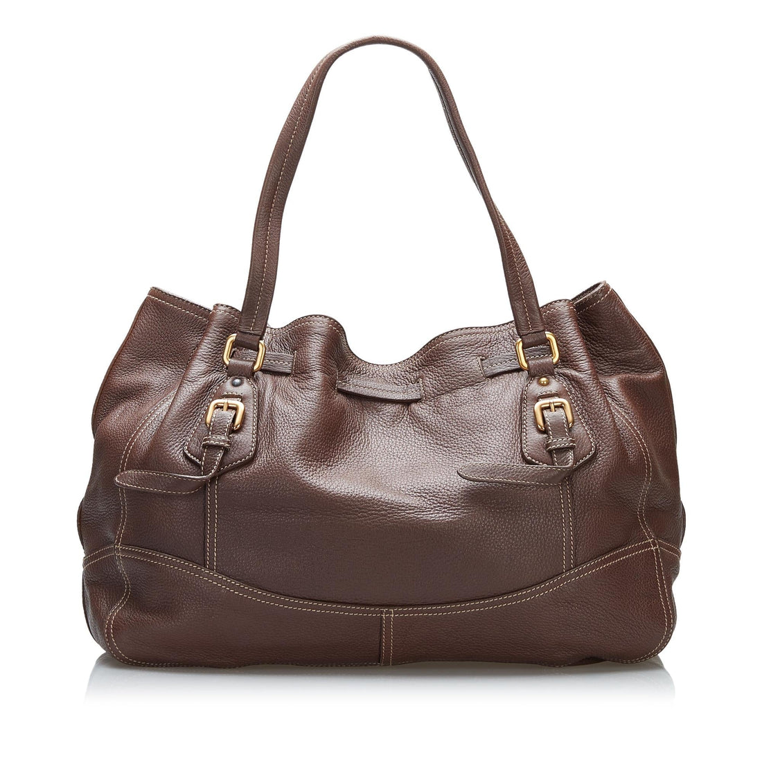 Prada Cervo Drawstring Leather Tote (MLB-Fe2KbH)
