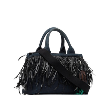 Prada Mini Canapa Convertible Canvas and Feather Tote (MLB-4ZHd0E)