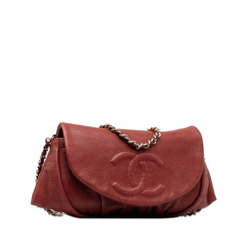 Chanel CC Caviar Half Moon Chain Bag  Leather Shoulder Bag in Excellent condition