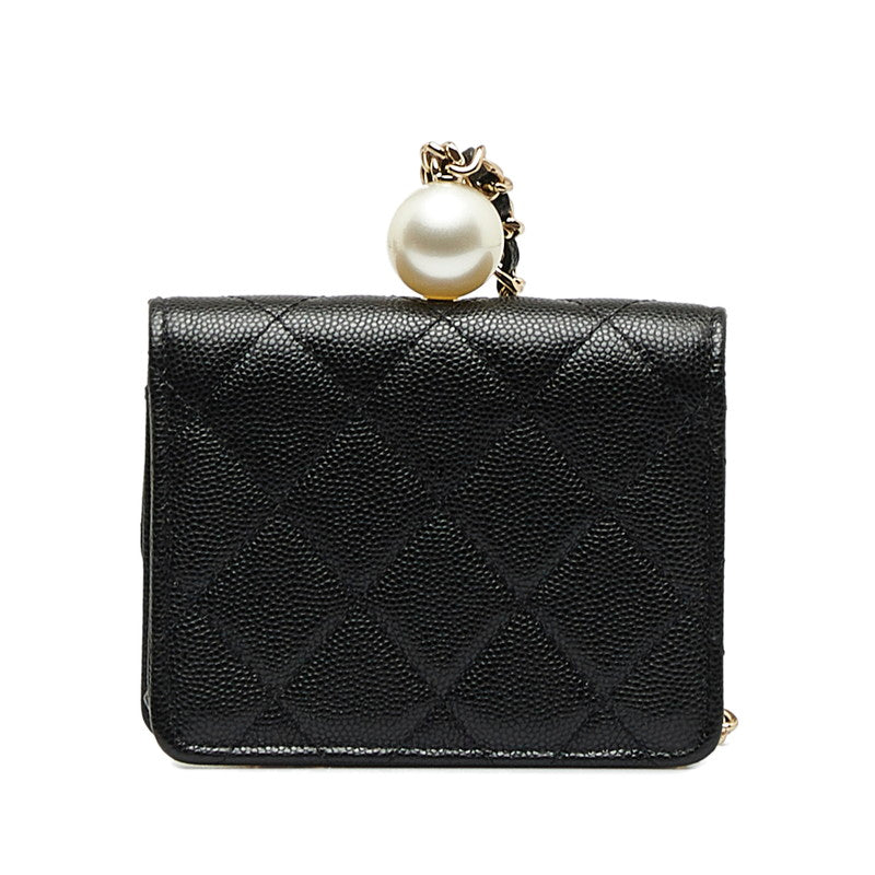 Chanel CC Quilted Caviar Chain Purse Leather Coin Case in Excellent condition