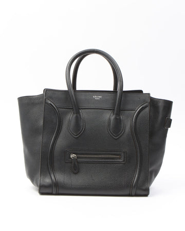 Celine Black Leather Micro Luggage Tote Bag
