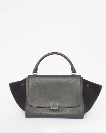Celine Black Leather & Suede Small Trapeze Bag