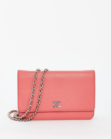Chanel Coral Grained Leather CC Wallet On Chain Bag