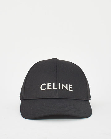 Celine Black Cotton Logo Baseball Hat - M -