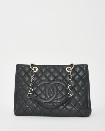 Chanel Black Caviar Quilted GST Shopping Tote Bag