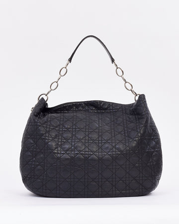 Dior Black Cannage Leather Large Hobo Bag