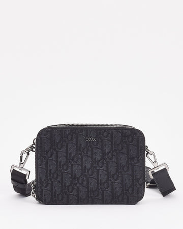 Dior Black Canvas Oblique Jacquard Pouch with Strap