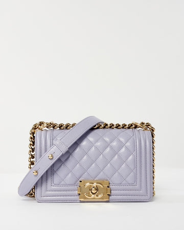 Chanel Lavender Caviar Leather Small Boy Bag CPHW