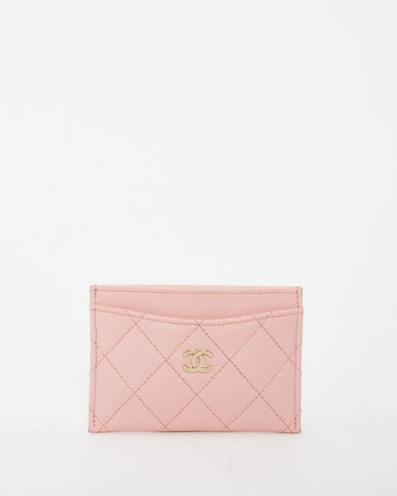 Chanel Pink Caviar Quilted Leather Card Holder