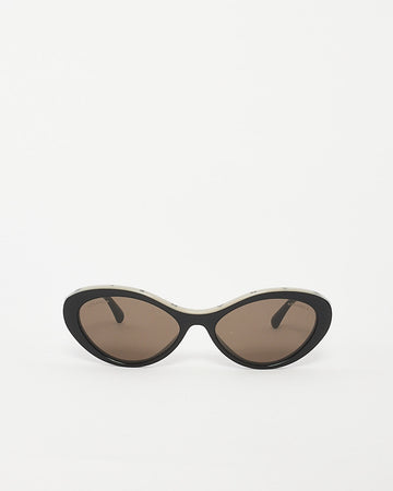 Chanel Black Acetate Cat Eye Logo Sunglasses 5416