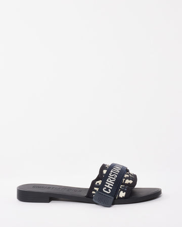 Dior Deep Blue Oblique Nylon Diorevolution Slides - 36