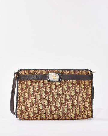 Dior Vintage Brown Oblique Canvas Shoulder Bag