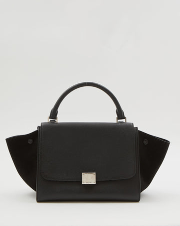 Celine Black Leather & Suede Small Trapeze Bag