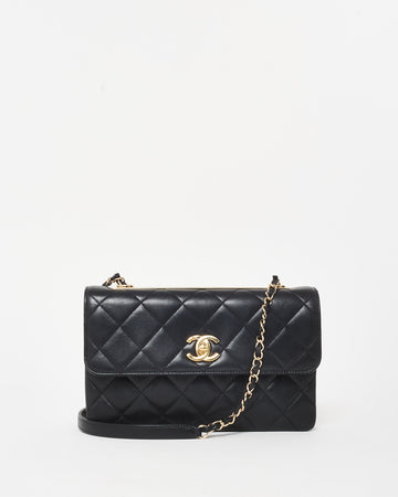 Chanel Black Lambskin Leather Trendy CC Flap Shoulder Bag