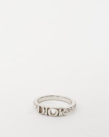 Dior Silver Metal and Crystal Dio(r)evolution Ring - L