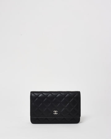 Chanel Black Lambskin Leather Wallet On Chain Bag SHW