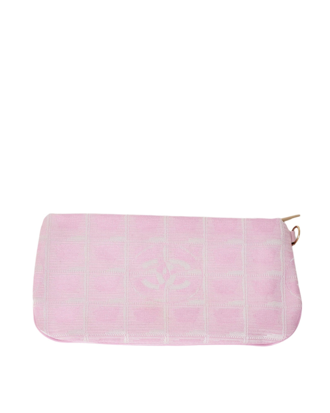 Chanel Pink & White Traveline Logo Fabric Pouch