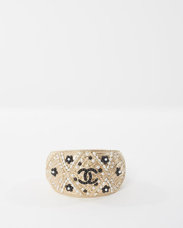 Chanel Gold Metal Jewelled and Beaded Cuff