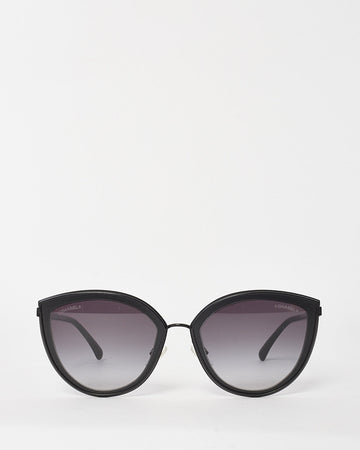 Chanel Black Metal Cat Eye Sunglasses 4222