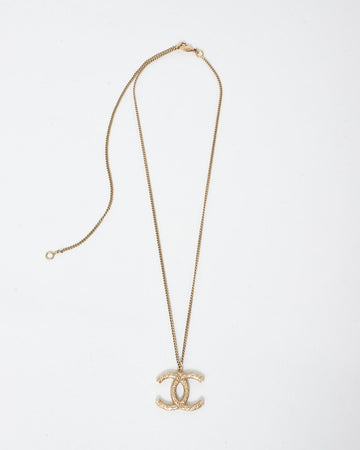 Chanel Gold Logo Pendant Necklace