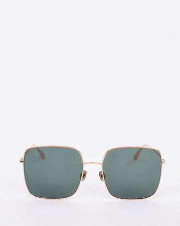 Dior Gold Metal with Green Lens DDBO7 Square Sunglasses