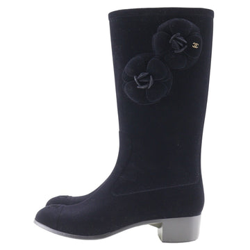 CHANEL boots G26648X31173 Suede black Camelia Women 37 Used