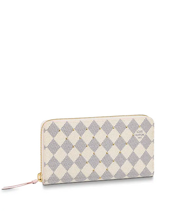 LV Clemence Wallet Damier Azur Canvas Rose Ballerine