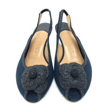 CHANEL pumps canvas black Camelia 35 C