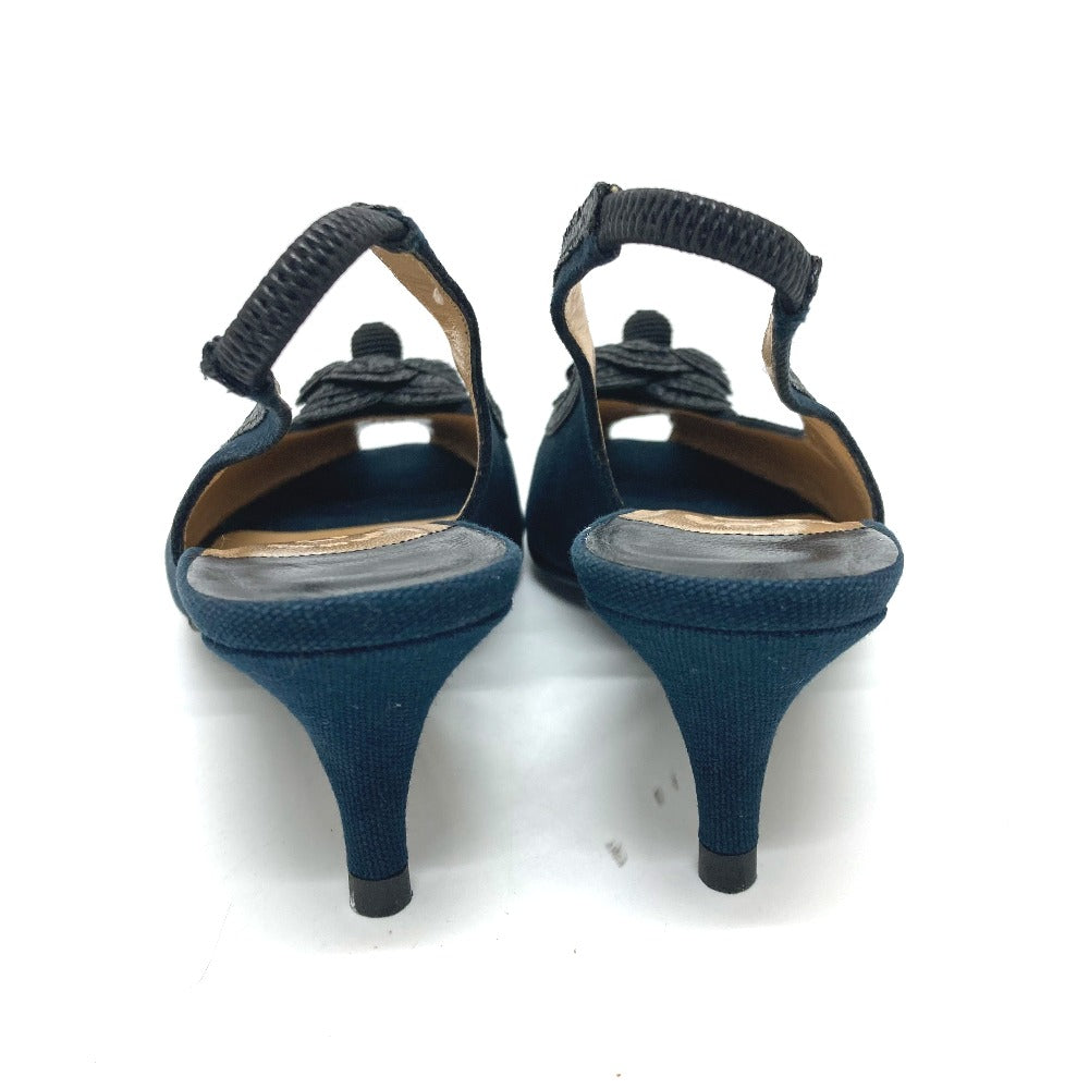 CHANEL pumps canvas black Camelia 35 C