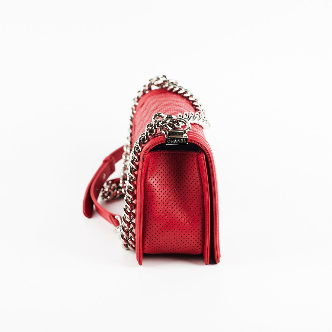 Chanel Old Boy Medium Red Peforated Shoulder Bag