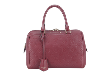LOUIS VUITTON SPEEDY BANDOULIERE 25 (M44145) BURGUNDY MONOGRAM EMPREINTE GOLD HARDWARE WITH STRAPS, LOCK AND KEYS