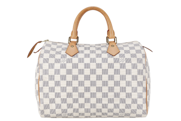 LOUIS VUITTON SPEEDY 30 DAMIER AZUR CANVAS GOLD HARDWARE WITH DUST COVER