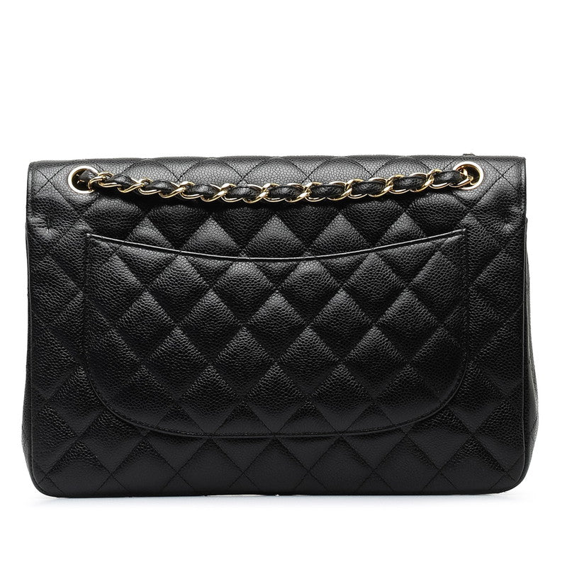 Chanel CC Caviar Jumbo Classic Double Flap Bag Leather Shoulder Bag in Good condition