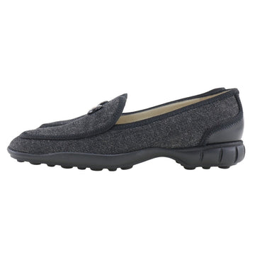 CHANEL loafers denim black COCO Button Women 36 1/2 Used