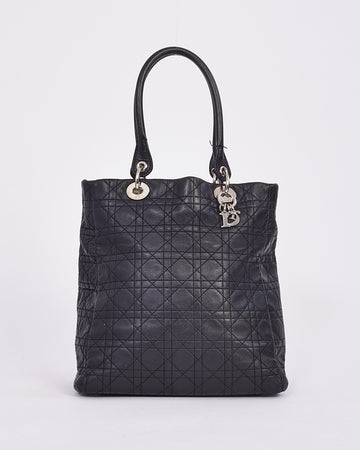 Dior Black Vintage Cannage Leather Tote Bag