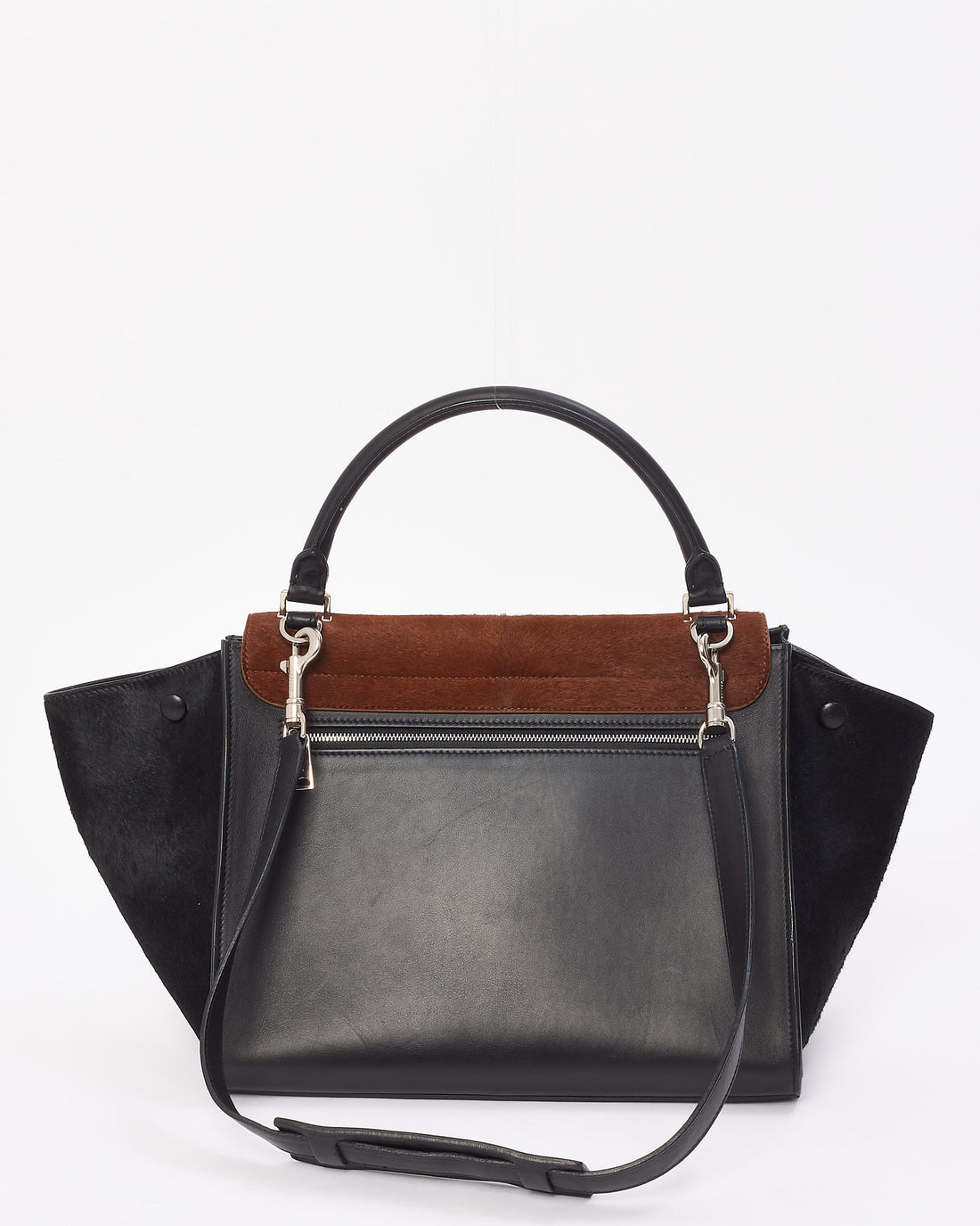 Celine Brown & Black Pony Hair & Leather Medium Trapeze Bag