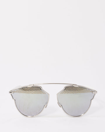 Dior Silver & White Metal Studded So Real Sunglasses 85 LDC