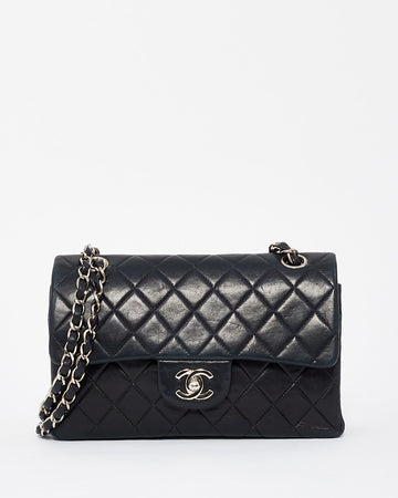 Chanel Black Lambskin Leather Small Classic Double Flap with SHW