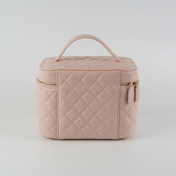 Chanel Caviar Vanity Cosmetic Bag Pink Rose Clair