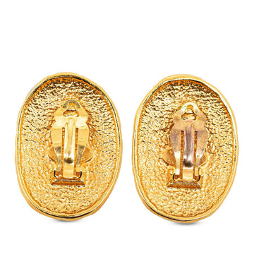 Chanel CC Oval Clip On Earrings Metal Earrings in Excellent condition