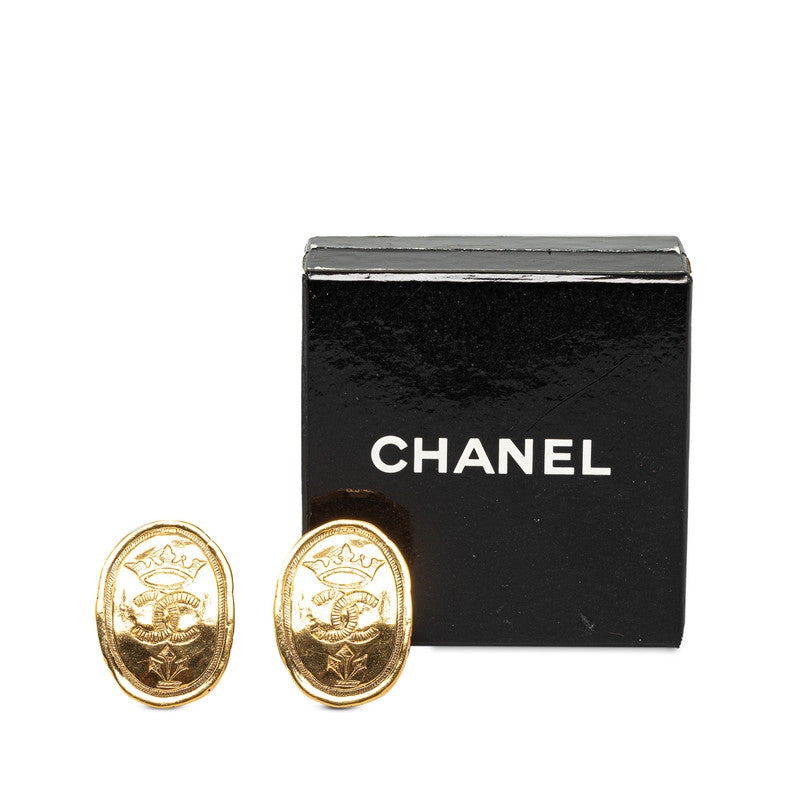 Chanel CC Oval Clip On Earrings Metal Earrings in Excellent condition