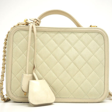 CHANEL Shoulder Bag Matt caviar skin beige COCO Mark